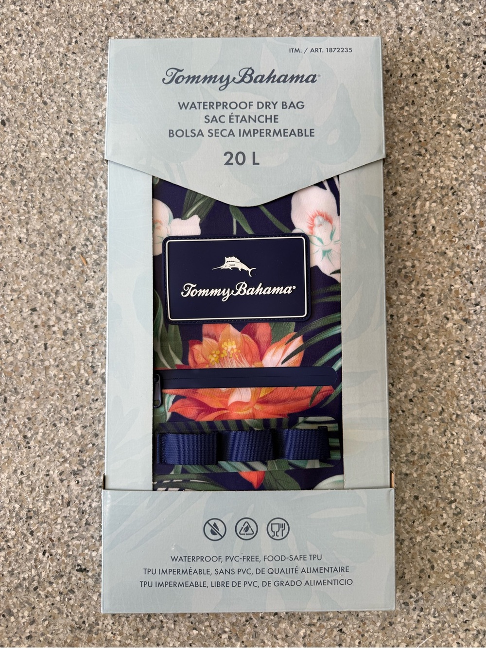 NEW Tommy Bahama Hibiscus Floral Navy Blue Waterproof Wet Dry Bag - 20L Summer